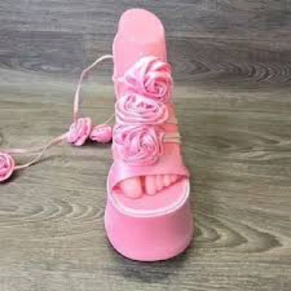 Sugar Thrillz Rosey Pixie Queen Platform Heels - … - image 4